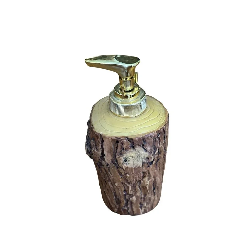 Rustic TreeBark BathroomSet - Soap Dispenser Toothbrush Holder Tumbler TissueBox